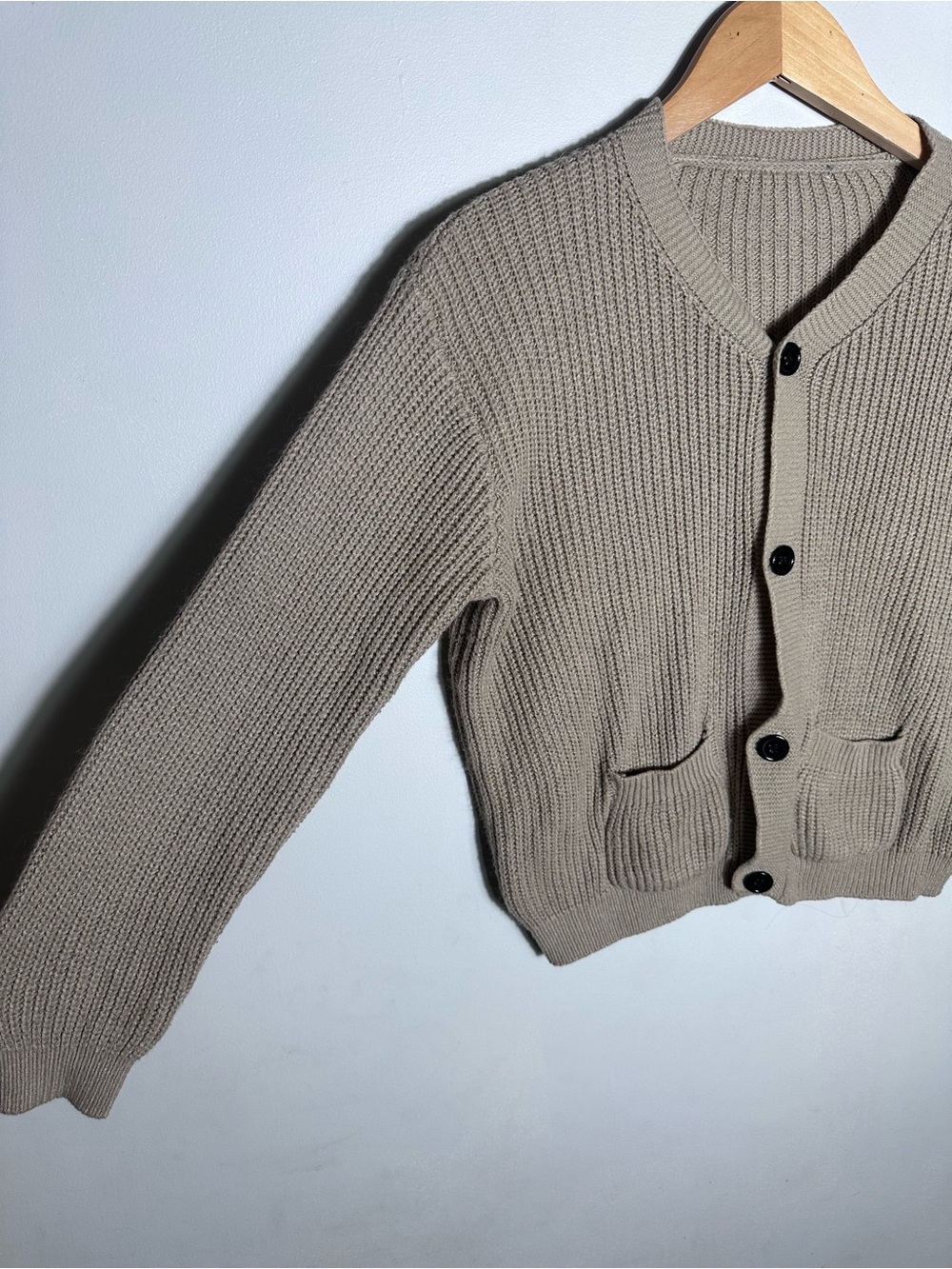 Taupe Ribbed Button-Front Cardigan - Picture 3 of 5